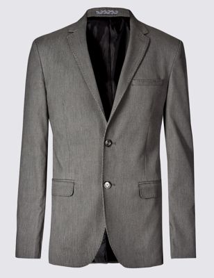 Textured Single Breasted 2 Button Jacket